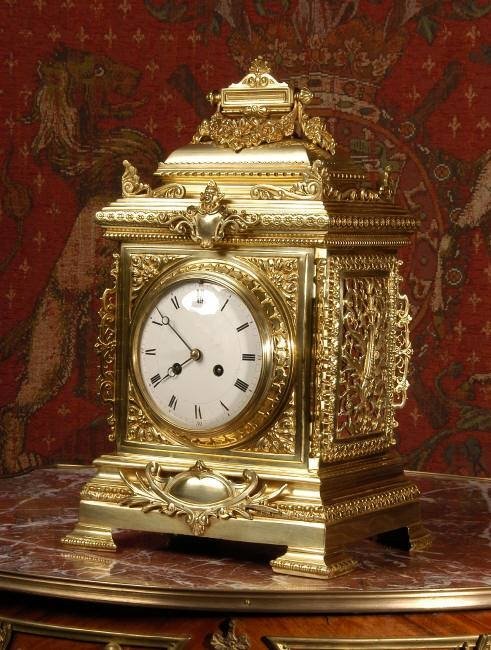 fig 1. Large Brass Cased Table Clock by Fritz Marti, French - Circa 1900  